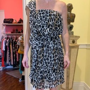 Kenneth Cole Cheetah Print One Shoulder Dress